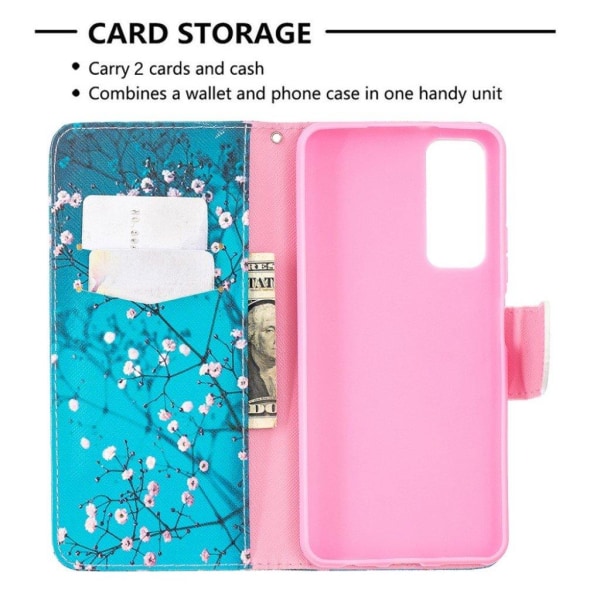 wonderland Huawei Y7A / P Smart 2021 flip etui - blommetræ i blomst Blue