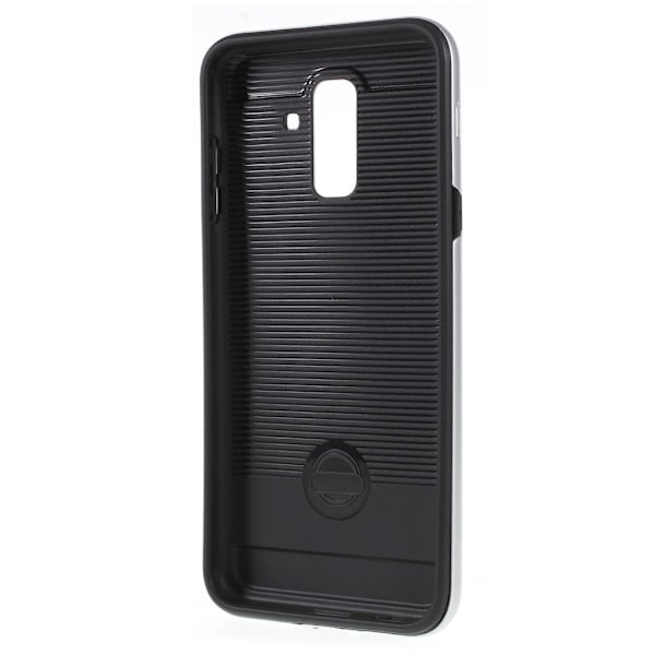 Samsung Galaxy A6+ (2018) mobilskal plast och TPU material borstad textur - Silver Silvergrå
