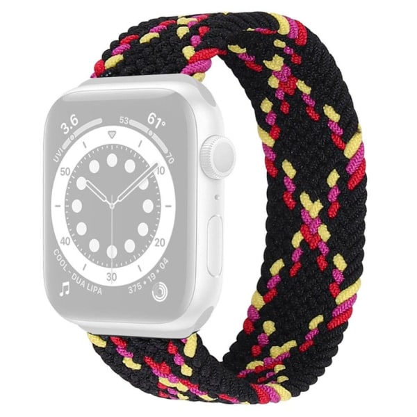 Apple Watch Series 8 (41 mm) klockarmband i elastisk nylon - Svart / Gul / Röd Storlek: L Röd