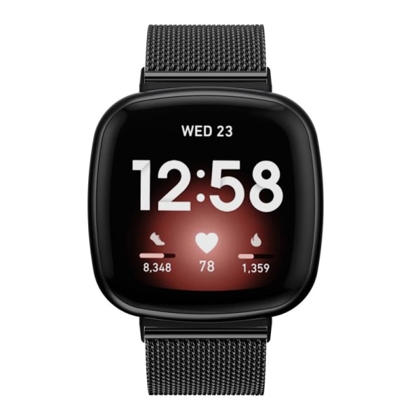 Fitbit Sense / Versa 3 urrem i rustfrit stål - Sort Black