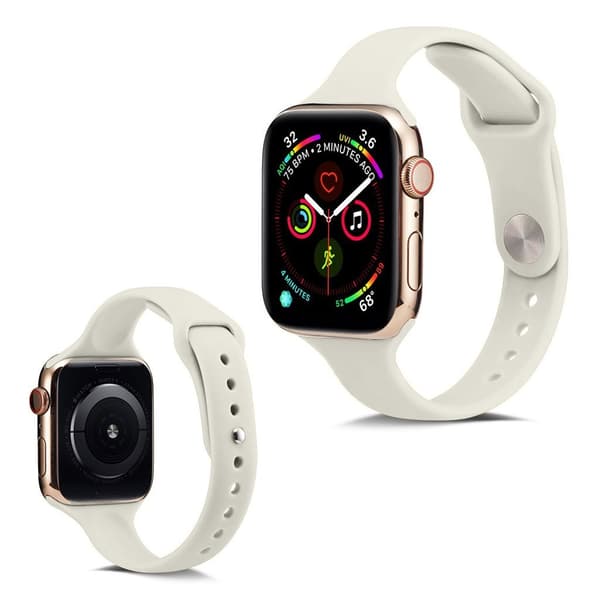 Apple Watch Series 5 44mm simpel silikone Urrem - Beige White