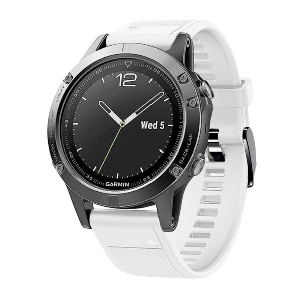 Garmin Fenix 7 silikoninen säädettävä hihna mustalla soljella - Valkoinen White