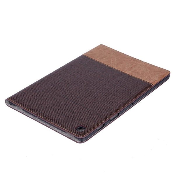 Samsung Galaxy Tab S5e cross texture splicing leather case - Cof Brun