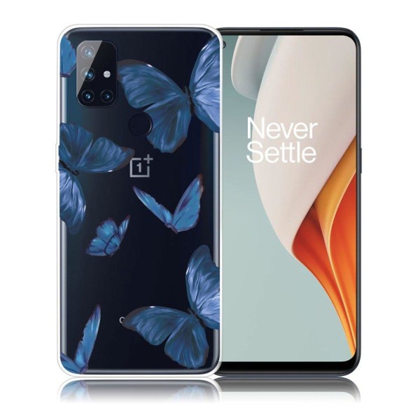 Butterfly OnePlus Nord N100 nahkakotelo - Kaunis Perhonen Blue