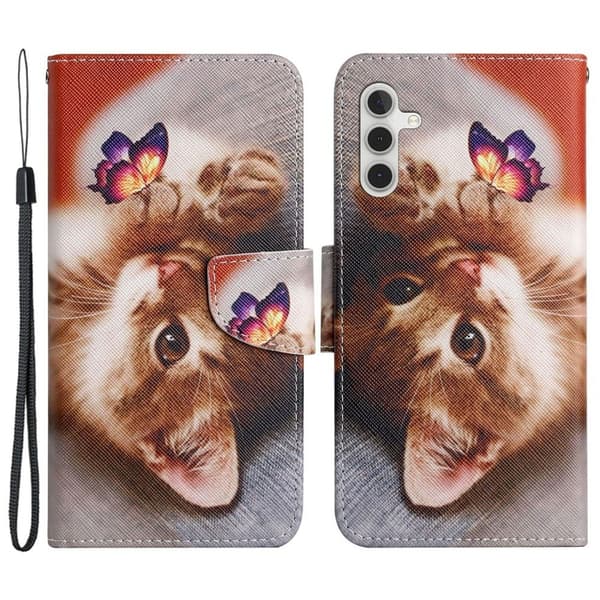 Wonderland Samsung Galaxy A55 flip etui - Sommerfugl / Kat Brown