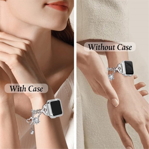 Klockarmband med strassdekor för Apple Watch SE 2022 (40mm) - Silver Silvergrå