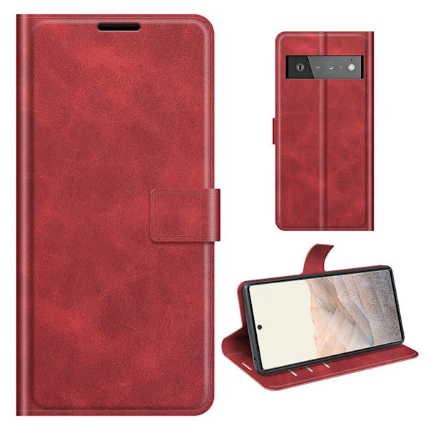 Google Pixel 6 Pro læderetui med pung - Rød Red