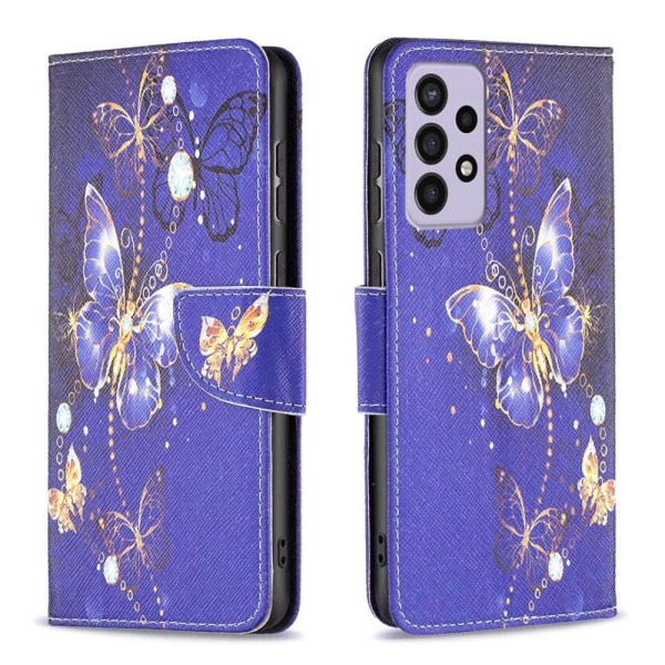 Wonderland Samsung Galaxy A73 Flip Etui - Lilla Sommerfugle Purple