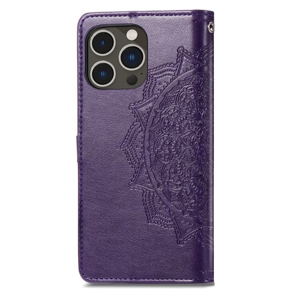 Mandala läder iPhone 15 Pro Max fodral - Lila Lila