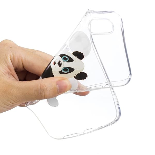 iPhone Xs Max soft case med mønstertryk - Panda Spiller Fodbold Multicolor