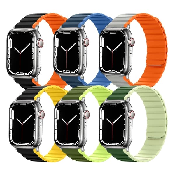 Apple Watch Series 8 (41mm) silikonerem i to farver - Sort / Orange Orange