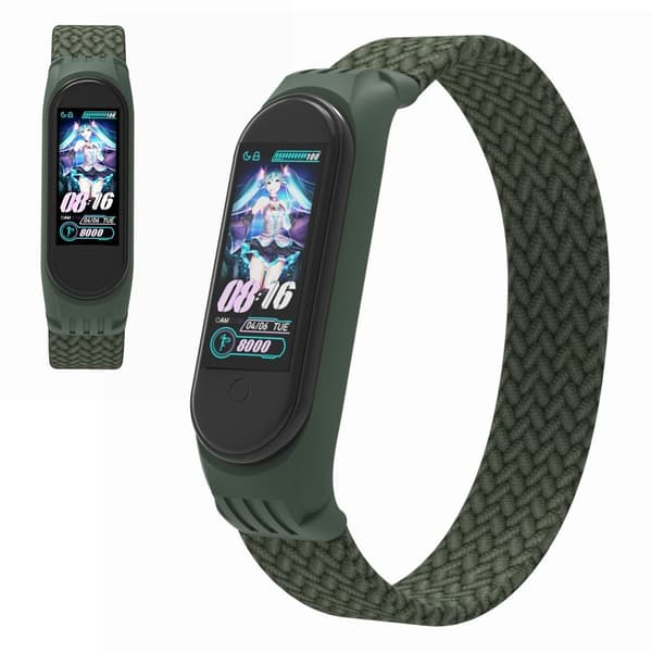 Xiaomi Mi Band 5 / 4 / 3 stilfuld nylon urrem - Mørkegrøn / Størrelse: S Green