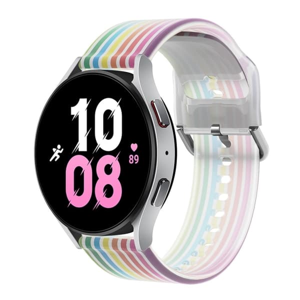 22 mm universellt klockarmband i regnbågsfärgad silikon - Genomskinlig Regnbåge Rosa