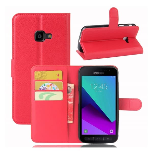 Samsung Xcover 4 Læder etui med indbygget pung - Rød Red
