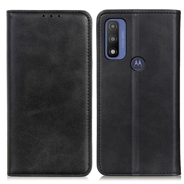 Flip Etui med Pung i ægte Læder til Motorola G Pure - Sort Black