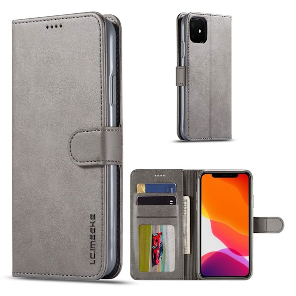 LC.IMEEKE iPhone 11 flip etui - Sølv/Grå Silver grey
