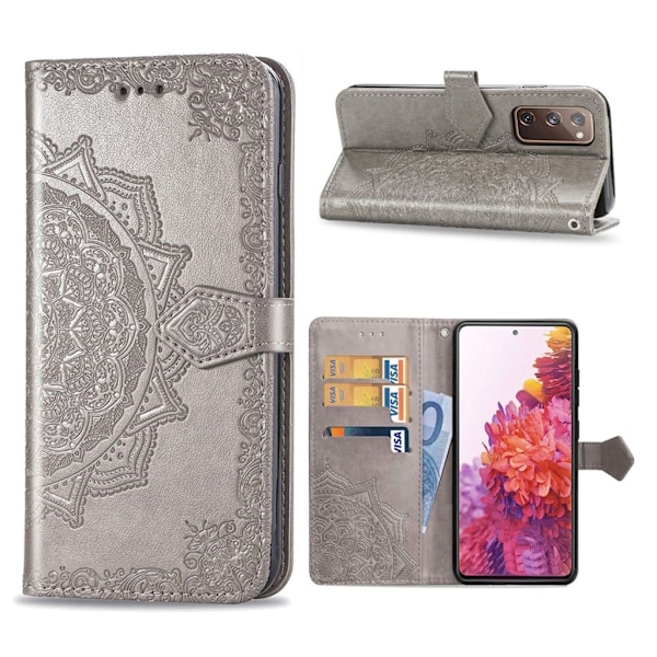 mandala Samsung Galaxy S20 FE 5G / S20 FE flip fodral - grå Silvergrå