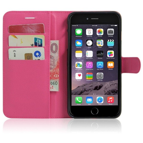 Davidsen Litchi Skinn Läderfodral för iPhone 7 Plus / 8 Plus - V Rosa