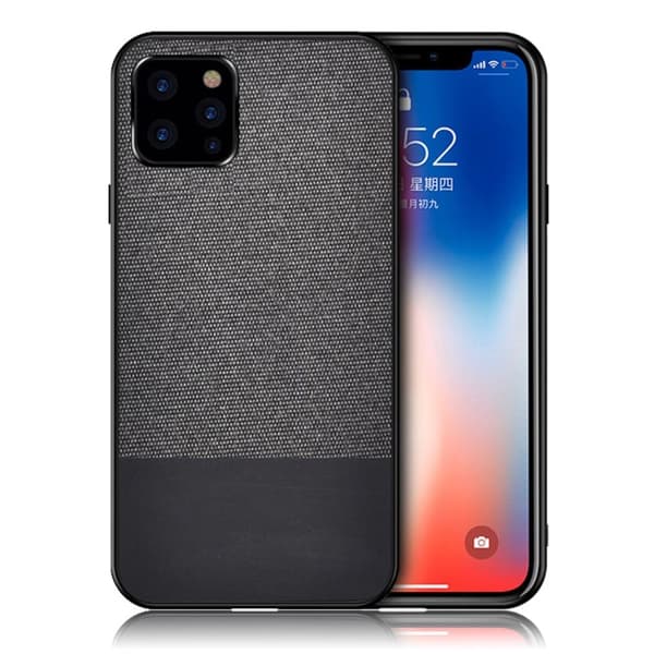 Stødsikkert og fleksibelt hybridetui med splejsning af kludtekstur iPhone 11 Pro Max 6,5 tommer - Sort Black