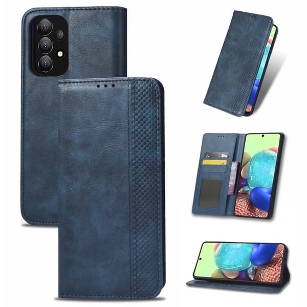 Bofink Vintage Samsung Galaxy A73 Læretui - Blå Blue