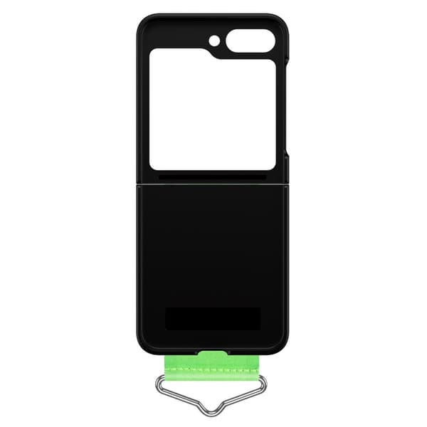 Samsung Galaxy Z Flip5 simpelt cover med stofringholder - Sort / Grøn Black