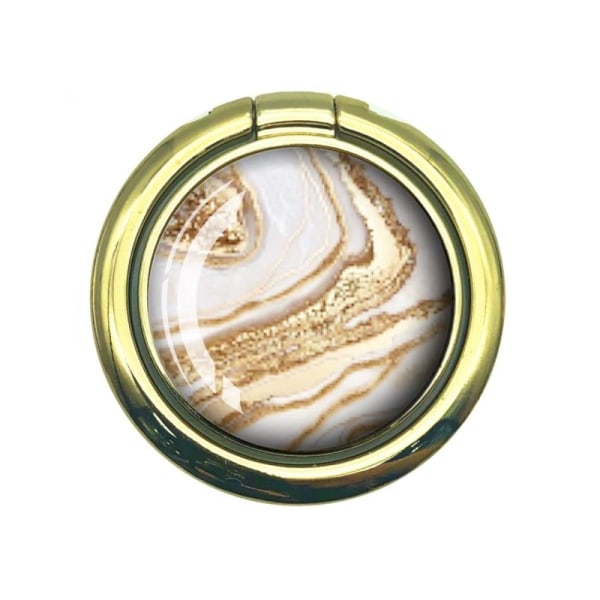 Universal marble pattern phone ring stand - Gold and White Flow Guld