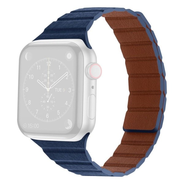 Apple Watch Series 8 (41mm) dobbeltfarvet urrem i ægte læder - M Blue