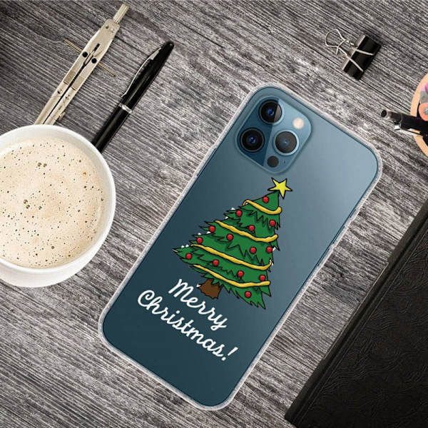 iPhone 14 Pro Funny Christmas Pattern Design Phone Case Soft Flexible Slim stødsikkert Anti-Fingerprint Cover - Juletræ Green