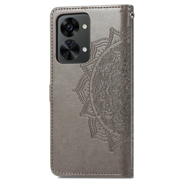 Mandala läder OnePlus Nord 2T fodral - Silver/Grå Silvergrå
