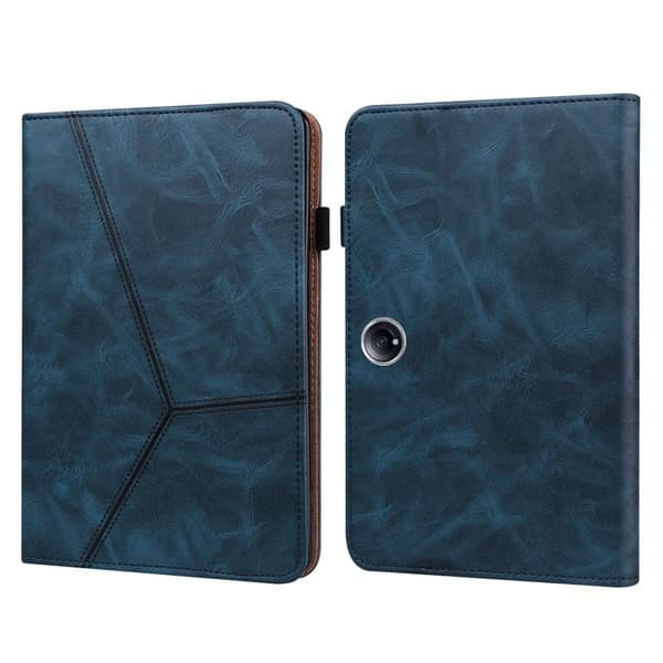 OnePlus Pad 2 / Pad Pro Case Line Imprinted Vegansk Læder Kortholder Tablet Stand Cover - Blå Blue