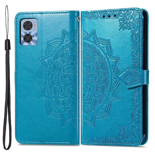 Mandala Motorola Moto E22 / E22i Flip Etui - Blå Blue