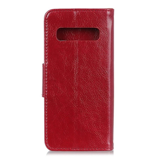 Samsung Galaxy S10 teksturoitu haljasnahkainen Suojakotelo - Punainen Red