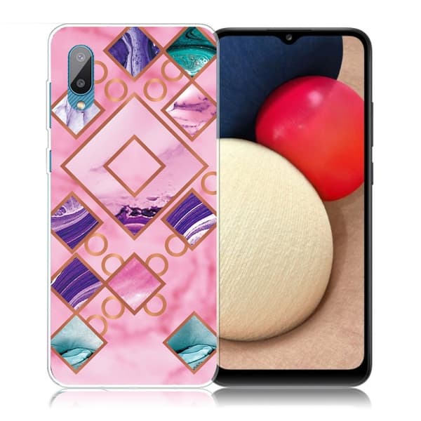 Marble Samsung Galaxy M02 / A02 Etui - Rose i Diamant Former Pink