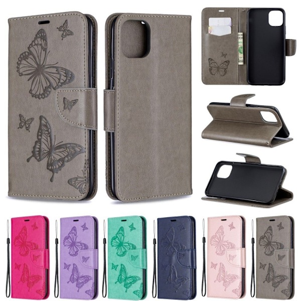 Butterfly iPhone 11 Pro Max kotelot - Harmaa Silver grey