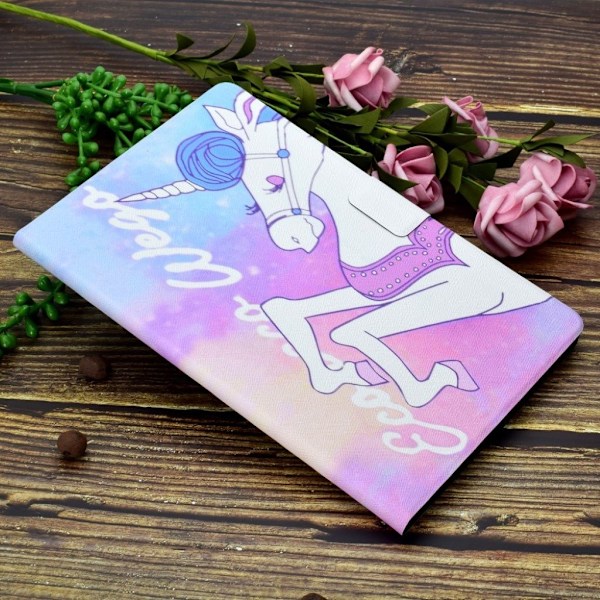 Samsung Galaxy Tab A 10.5 kuviollinen synteetti nahkainen suojakotelo kortti paikoilla - Yksisarvinen Multicolor