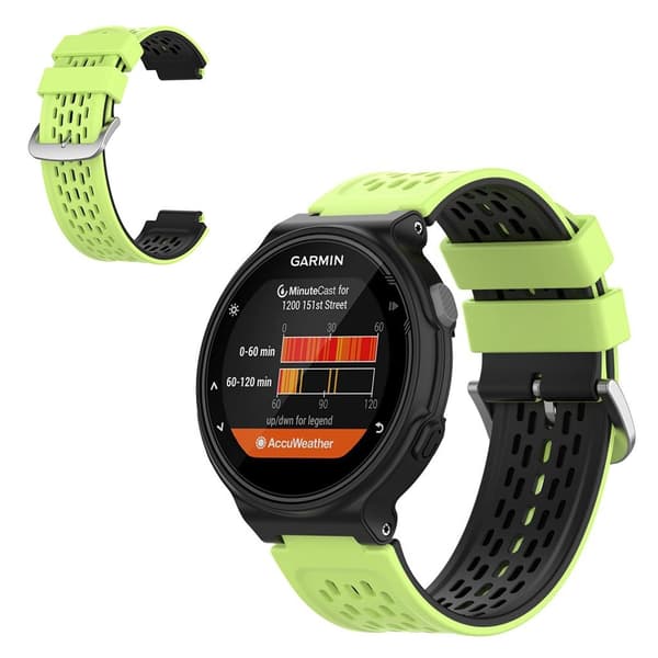 24 mm dobbeltlags silikoneurrem til Garmin Forerunner-enhed - Lysegrøn / Sort Green