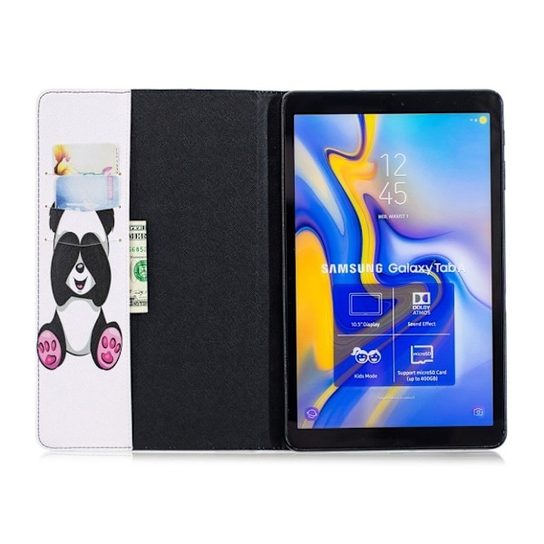 Samsung Galaxy Tab A 10.5 kuviollinen seisova mallinen synteetti nahkainen suojakotelo missä kortti paikat - Söpö Panda Multicolor