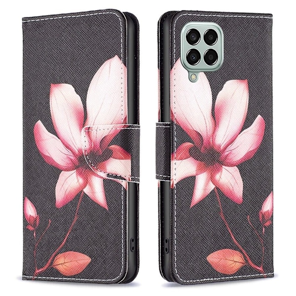 Wonderland Samsung Galaxy M33 5G flip kuoret - Vaaleanpunainen Kukka Black