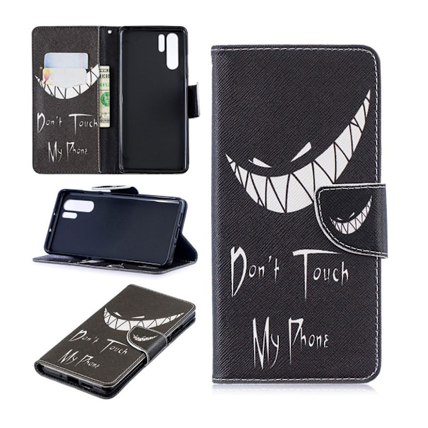 Huawei P30 Pro mønstret læder flip etui - Do Not Touch My Phone Multicolor
