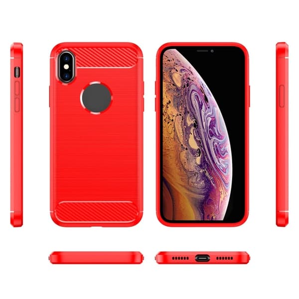 Carbon Flex etui - iPhone XS - Rød Red