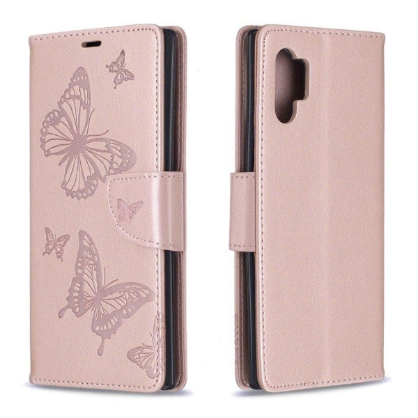 Butterfly Samsung Galaxy Note 10 Pro etui - Rødguld Pink