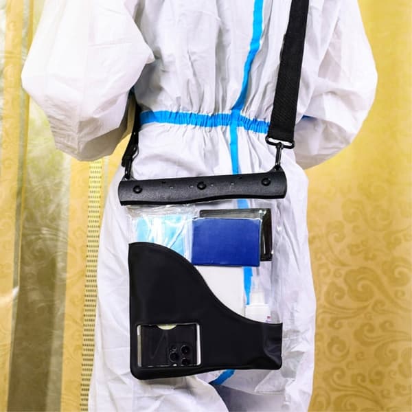 Universal large capacity waterproof clear pouch with strap - White White