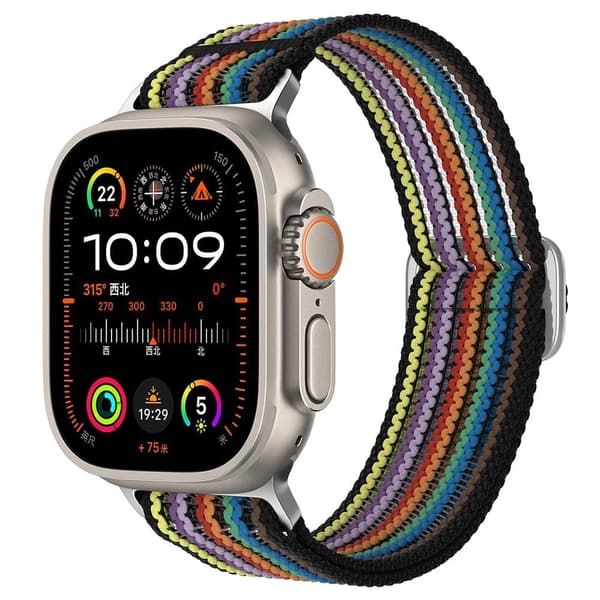 Pustende nylonrem Apple Watch Series 41mm - 40mm - 38mm håndleddsrem - Regnbue Multicolor