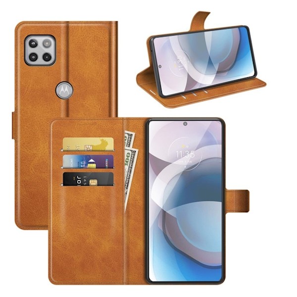 Lompakko Nahkakotelo For Motorola One 5G Ace - Keltainen Yellow