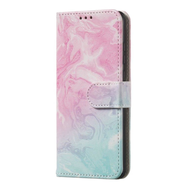 Huawei P30 pattern leather case - Pink / Blue Marble Multicolor