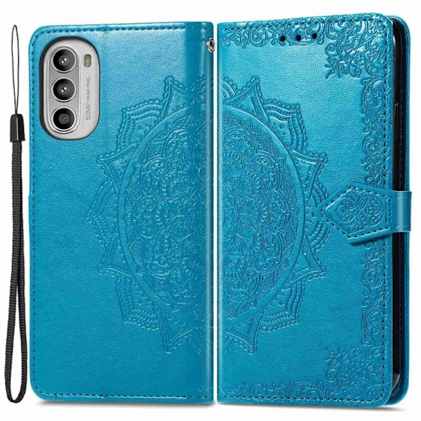 Mandala läder Motorola Moto G52 fodral - Blå Blå