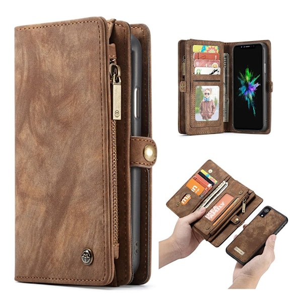 CASEME iPhone Xr multi-slot vintage split læderetui - Brun Brown