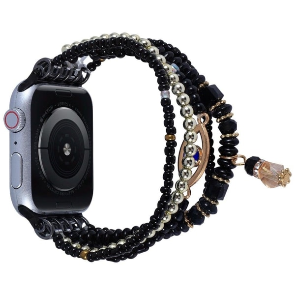 Apple Watch (45mm) elegant eye beads rhinestone décor watch stra Black
