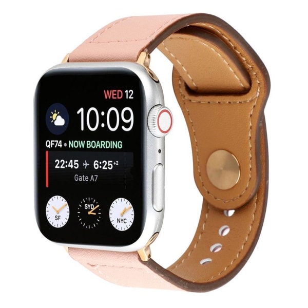 Apple Watch Series 4 40mm ægte læder nitte Spænde Urrem - Lyserø Pink