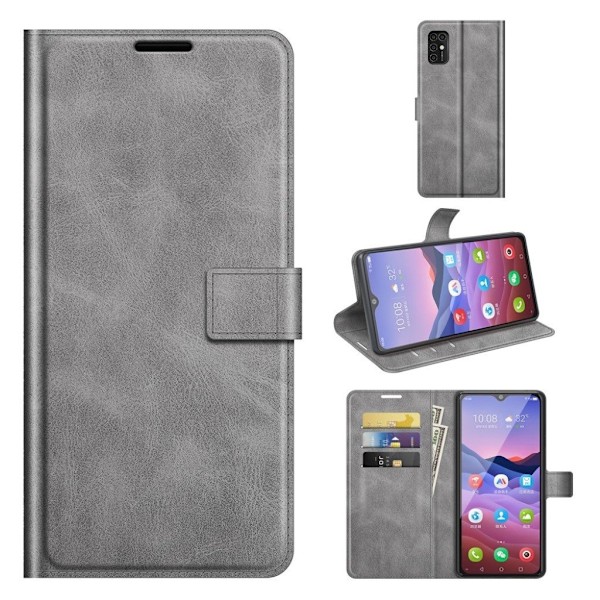 Wallet-style Læder Etui til Zte Blade V2020 Smart - Grå Silver grey